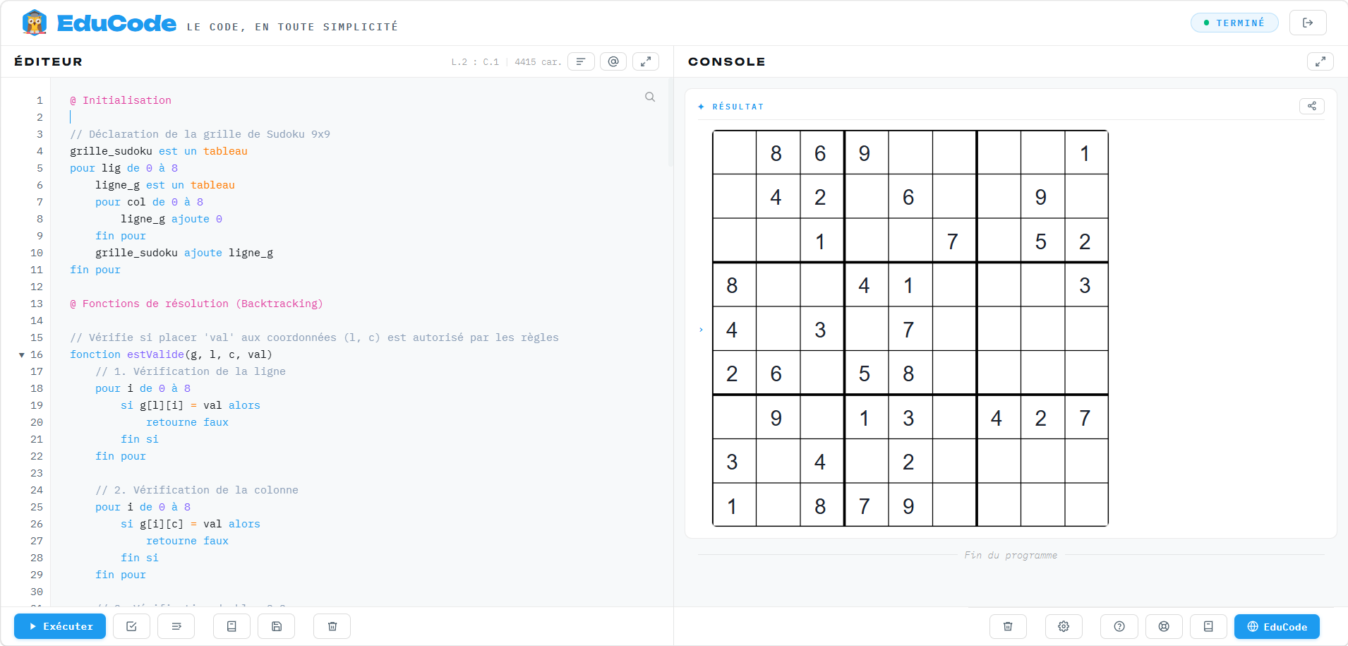 Générer un Sudoku complet : un projet mêlant algorithmique, logique et rendu graphique