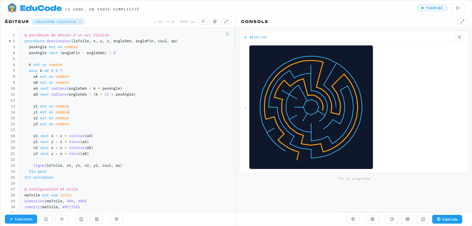Génération procédurale : création d’un labyrinthe circulaire avec un algorithme DFS
